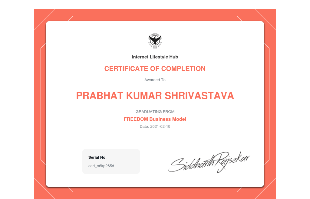 Certificate of Course Completion